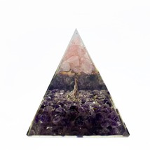 Pink Opal Orgonite Pyramid Amethyst Healing Reiki Meditation Orgone Pyramid - £33.62 GBP