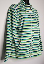 TOMMY BAHAMA Womens Large Green Blue Striped Golf Jacket Full Zip High Neck - $24.99