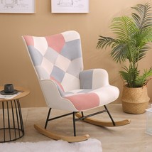 Rocking Chair, Mid Century Fabric Rocker Chair With Wood Legs - £121.03 GBP