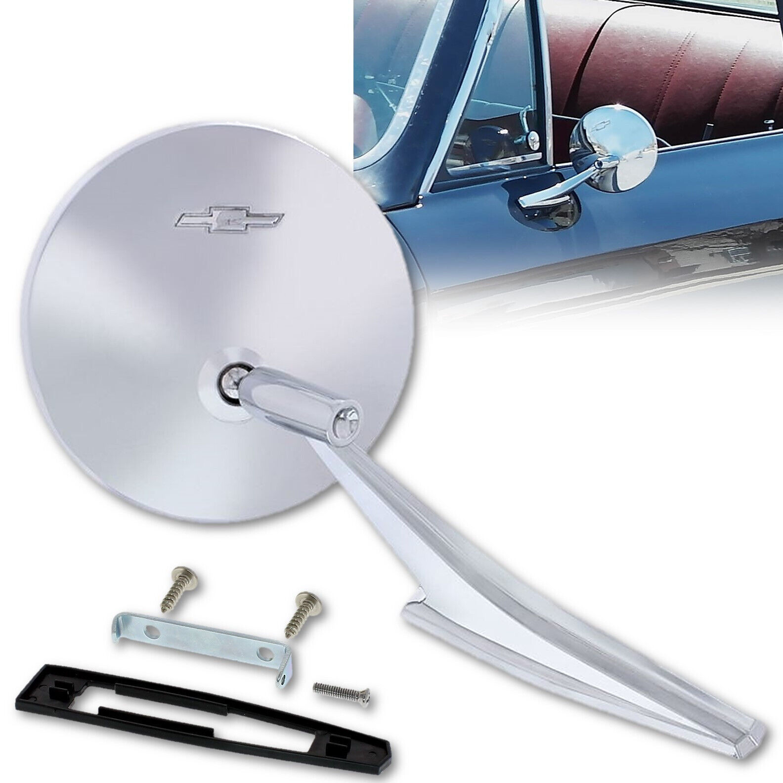 Chrome RH Convex Glass Rear Side View Door Mirror Each for 1966-1972 Che... - $47.95