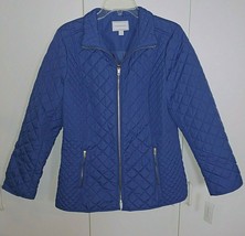 Charter Club Ladies Blue Quilted Short Zip JACKET-M-NWT-$99 RET.-PACKABLE - £37.70 GBP