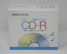 Memorex CD-R Music 10PK 40x 700MB/Mo 80min Sealed - £11.18 GBP