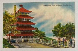 The Pagoda Atop Mt. Penn Reading,Pennsylvania Linen Postcard 1956 - $13.48