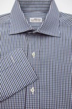 GORGEOUS Guy Rover for Barneys Blue Check Cotton French Cuff Shirt 15.5x34 Italy - £36.18 GBP