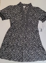 London Times Womens V Neck Ruffle Sleeve Dress 18W Black Floral Stretch Waist - £39.05 GBP