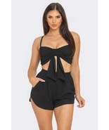 Women&#39;s Front Oversized Bow Twisted Tie Top And Shorts Set - $966.01 MXN