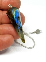 Labradorite Point Dowsing Pendulum Crystal Dream Recall Reduce Stress &amp; Anxiety - £5.37 GBP