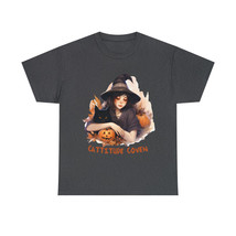 Halloween black cat and witch t shirt men and women Unisex Heavy Cotton Tee - £12.47 GBP+