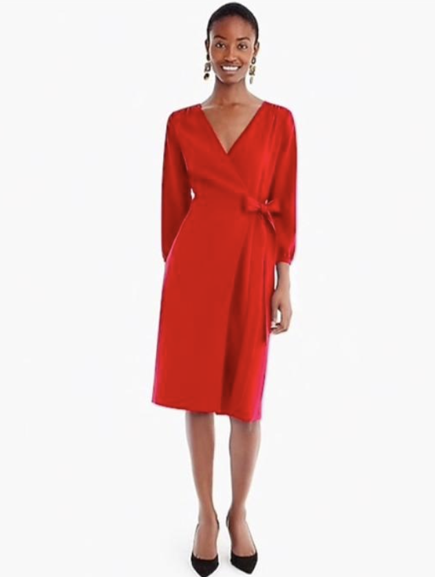 NWT 138 J. Crew Wrap Dress in 365 Crepe Red and 10 similar items