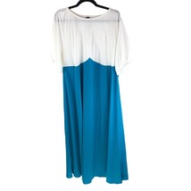 Shein Maxi Dress Puff Short Sleeve Colorblock Blue White 3XL - £10.06 GBP