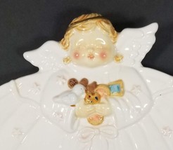 Angel Serving Tray 12&quot; Shaped Plate White Ceramic Platter Sleeping Baby Angel - £10.38 GBP