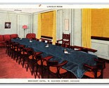 Lincoln Room Interior Brevoort Hotel Chicago Illinois IL UNP Linen Postc... - £2.33 GBP