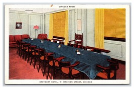 Lincoln Room Interior Brevoort Hotel Chicago Illinois IL UNP Linen Postcard N19 - £2.29 GBP