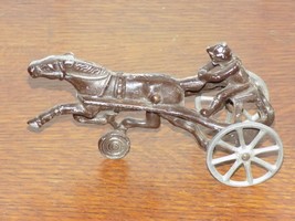 Vintage Cast Metal Jockey and Sulkey Horse - $34.65