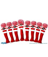 1 3 5 7 9 11 13 X Classic RED WHITE KNIT golf clubs Headcover pom Head c... - $93.91 CAD