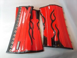 Spats Gaiters PVC Red Black Flame Deadly Belgium made Club Ankle Fetish Wear XS - £31.57 GBP