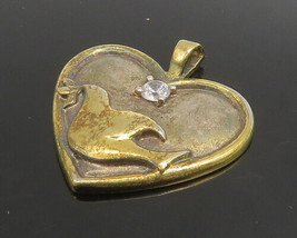 GORHAM 925 Silver - Vintage Topaz Serenity Prayer Dove Heart Pendant - PT19145 - £46.48 GBP