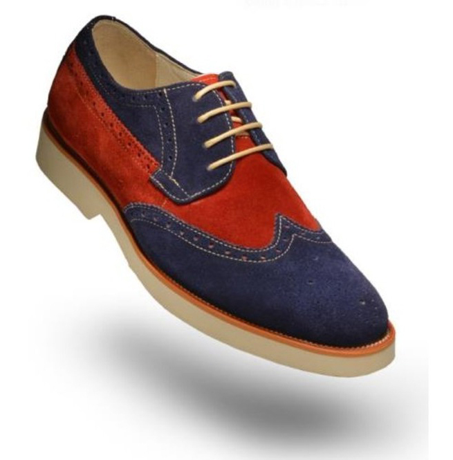 new Handmade Men Navy Blue Red Derby Shoe, Men's Suede Lace Up Shoe,Crepe Sole S