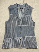 Chaps Denim Knitted Wmn Sz L Patchwork Vest Button Up Southwestern Gannycore - £22.05 GBP