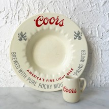Vintage Coors Ashtray and Tiny Mug Cream Ceramic America&#39;s Fine Light Beer - $28.45