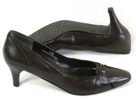 Pierre Michel Dark Brown Leather Loafer Heels Size 7.5 B US Excellent Co... - $14.73