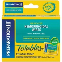 LOT OF 4 X Preparation H Totables Hemorrhoid Wipes with Witch Hazel for ... - £12.56 GBP