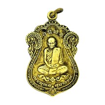 Phra Lp Kong Guru Monk Old Thai Amulet Magic Talisman Vintage Gold Pendant - $13.99