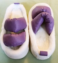 *UNIQUE*Womens Platform Plush Fur Slippers Shoes Slides Purple &amp; White sz. 8 NEW - £16.44 GBP