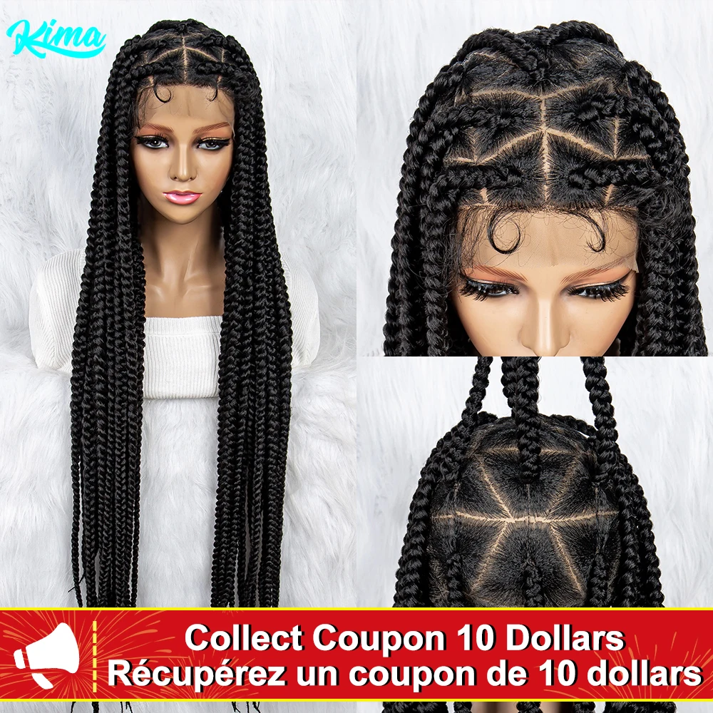 Braided Wigs for Black Women Synthetic Lace Front Wig Big Knotless Box Braids - £105.00 GBP