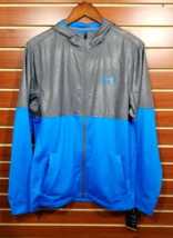 NEW Men&#39;s Under Armour Windbreaker Track Jacket Loose Fit Hood Blue Grey MED $80 - £23.38 GBP