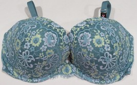 Victoria&#39;s Secret Dream Angels PUSH-UP Yellow Lace Powdered Teal Bra Size 38DDD - £53.58 GBP