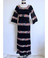 Vintage 60s 70s Crochet Lace Maxi Dress XS XXS Flower Power Embroidered ... - $125.00