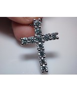 Lab Created Diamond Cross Necklace for Women And Men | Blue Green Round ... - €128,80 EUR