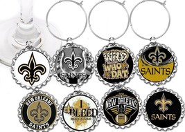 New Orleans Saints Football decor party theme wine charms markers 8 part... - £8.50 GBP