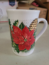 Royal Norfolk Coffee Mug Christmas Poinsettia Holiday Festive Tea 5&quot; - £11.96 GBP