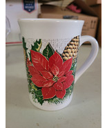 Royal Norfolk Coffee Mug Christmas Poinsettia Holiday Festive Tea 5&quot; - £11.84 GBP