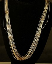 Vtg Signed Sterling Liquid Silver with Gold Beaded Accent Multi Strand Necklace - £111.13 GBP