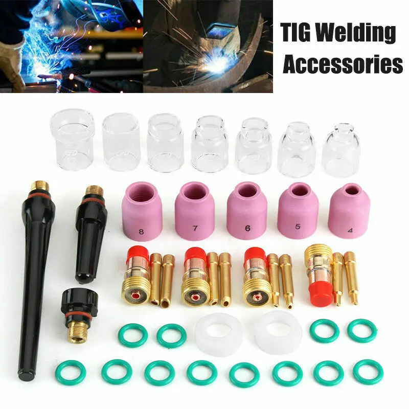 Tig welding torch stubby gas lens heat resistant glass cup kit for wp 17 18 26 thumb200