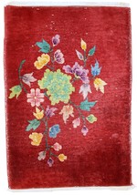 Hand made antique art deco Chinese rug 2&#39; x 2,9&#39; ( 61cm x 91cm) 1920s 1C331 - £864.40 GBP