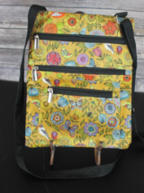 Floral Cross Body Bag Yellow Purse Zippered Pockets Adjustable Straps Bo... - £11.15 GBP