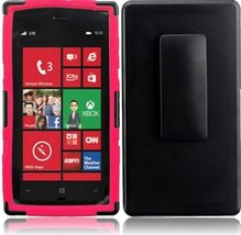 [GTE Zone] for Nokia Lumia 928 Side Stand with Holster - Black+Hot Pink - $0.99