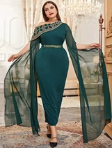 Toleen Women Elegant Plus Size Maxi Dresses 2023 Spring Green Bodycon Evening Pr - £96.30 GBP