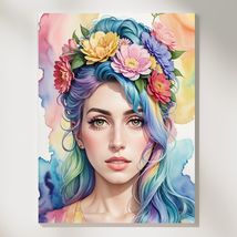 Abstract Beauty with Flower Crown Painting - £39.88 GBP+