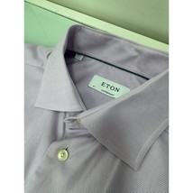 Eton Contemporary Men Dress Shirt Purple Button Up Slim Fit Large L 16 / 41 - $39.57