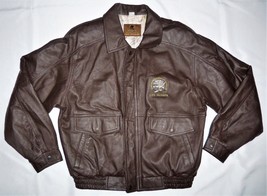 North American Hunting Club Leather Jacket Brown Bomber Life Time Member L Mint - £47.03 GBP