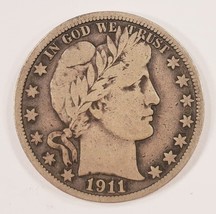 1911 50C Barber Half Dollar in Fine Condition, All Natural Color - £47.47 GBP