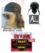 Hav-A-Hank DANNA LEATHER DO RAG BIKER BABE FITTED BANDANA METAL STUDS Sk... - $19.99
