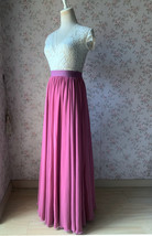Plum Floor Length Chiffon Skirt Summer Women Plus Size Chiffon Maxi Skirt image 4