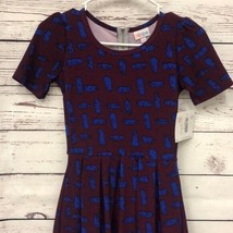 Lularoe burgundy wine royal blue print dress - £28.53 GBP