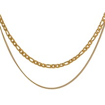 Yhpup Stainless Steel Chain Necklace Fashion 18 K Metal Texture Double Layered T - £12.87 GBP